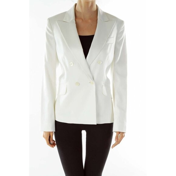 Jones New York Collection Suit Jacket Womens Size 10 Double Breasted White - Picture 8 of 12
